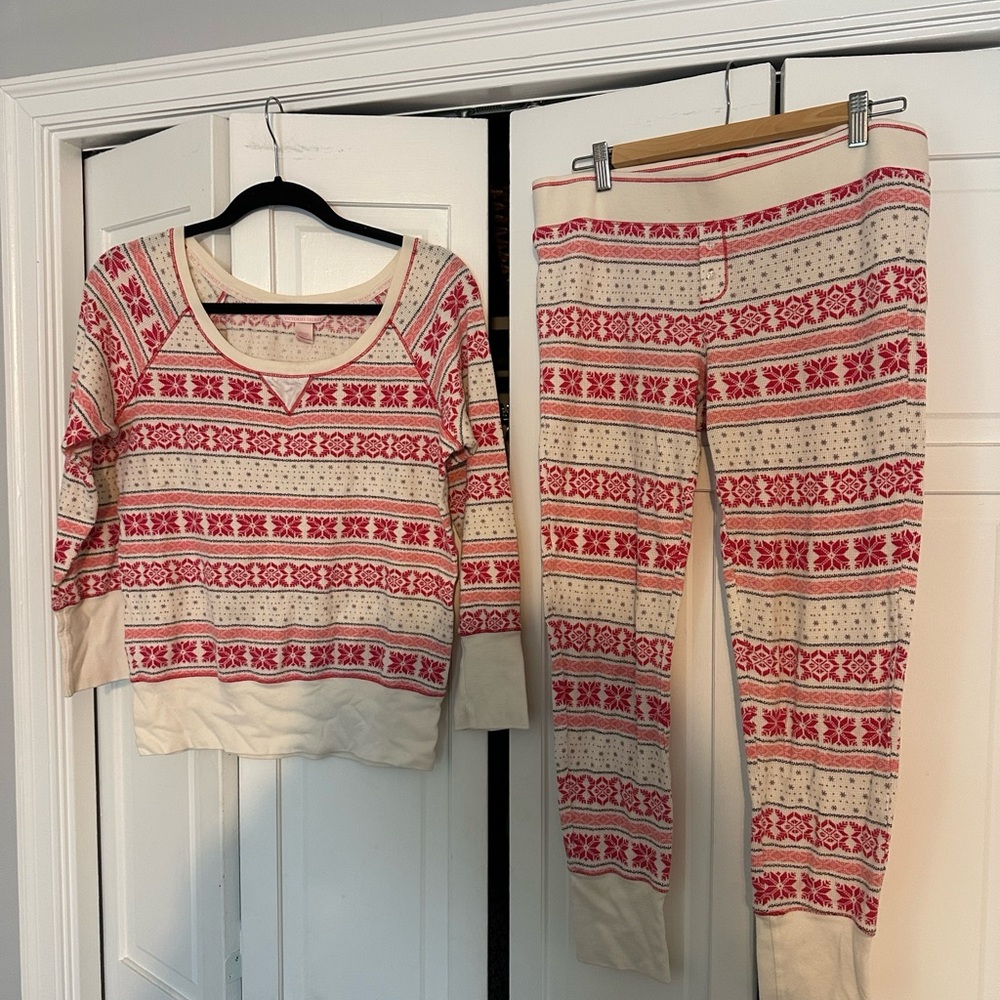 Victoria's Secret Red and Cream Pajama Set
